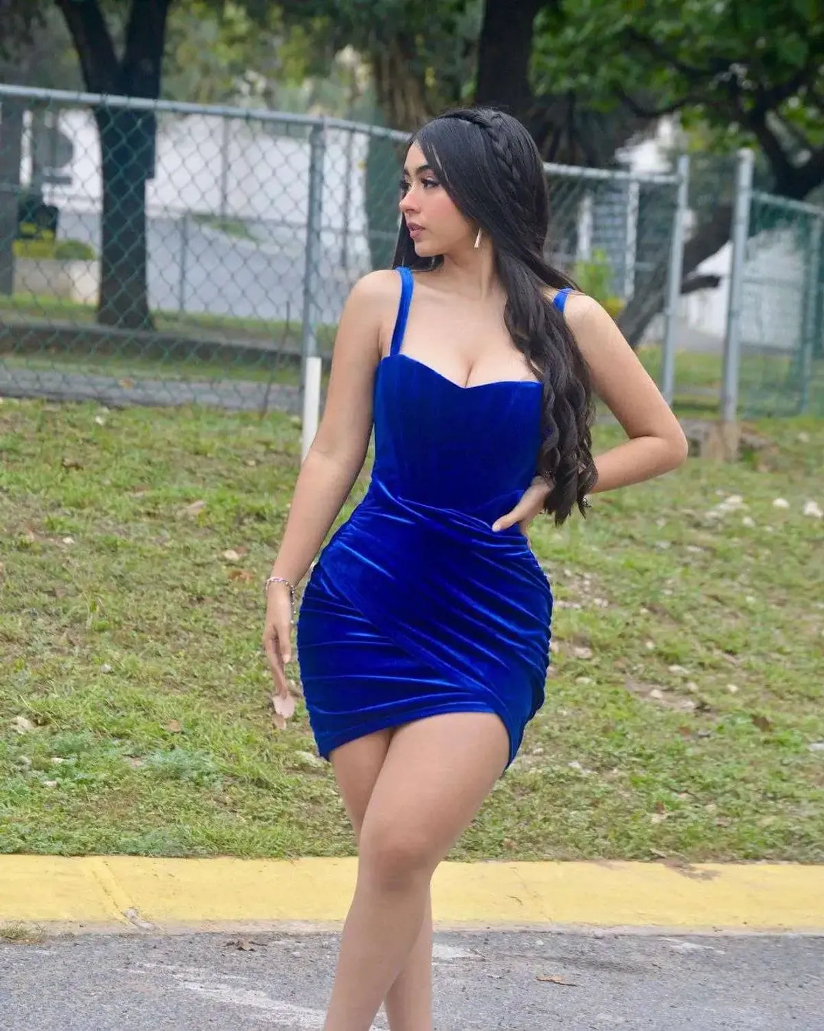 Double Crazy Ruched Velvet Bodycon Dress