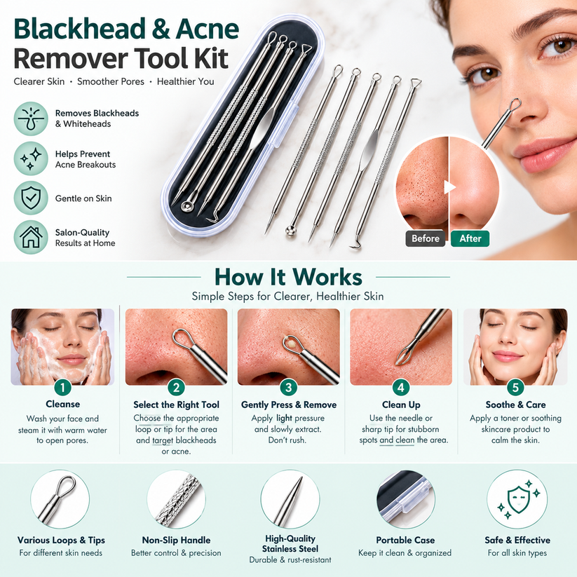 Blackhead & Acne Remover Tool Kit