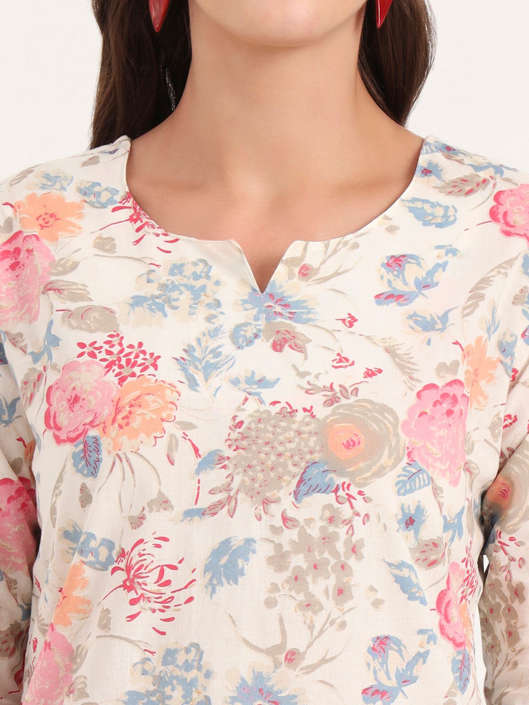 Elyora White Printed Cotton Night Suit Sets