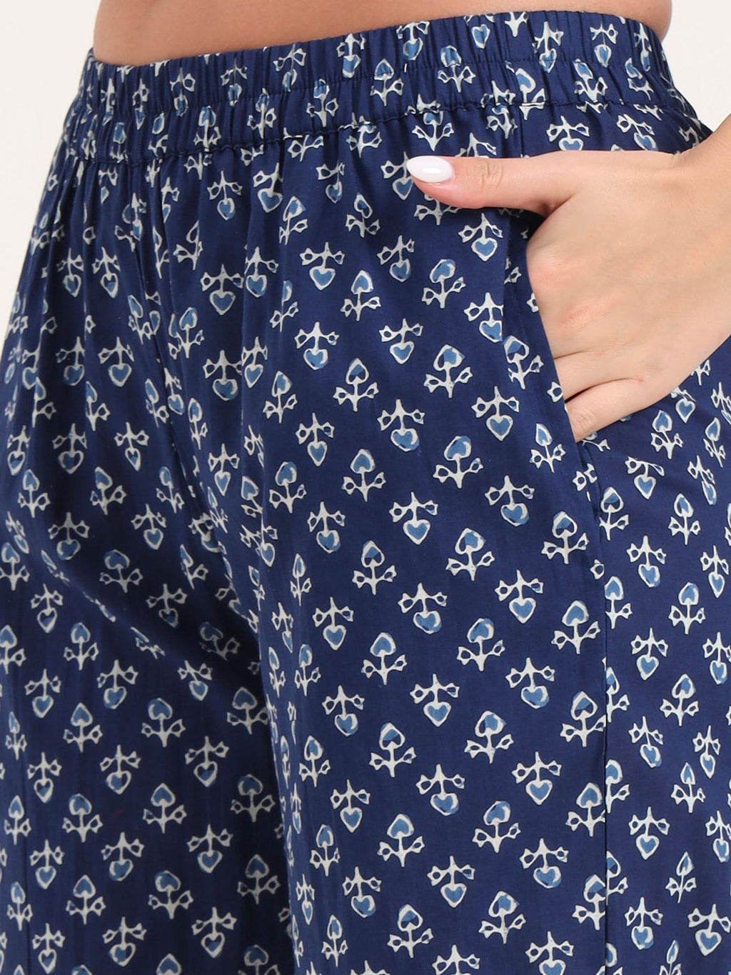 Elyora Blue Cotton Printed Night Suits