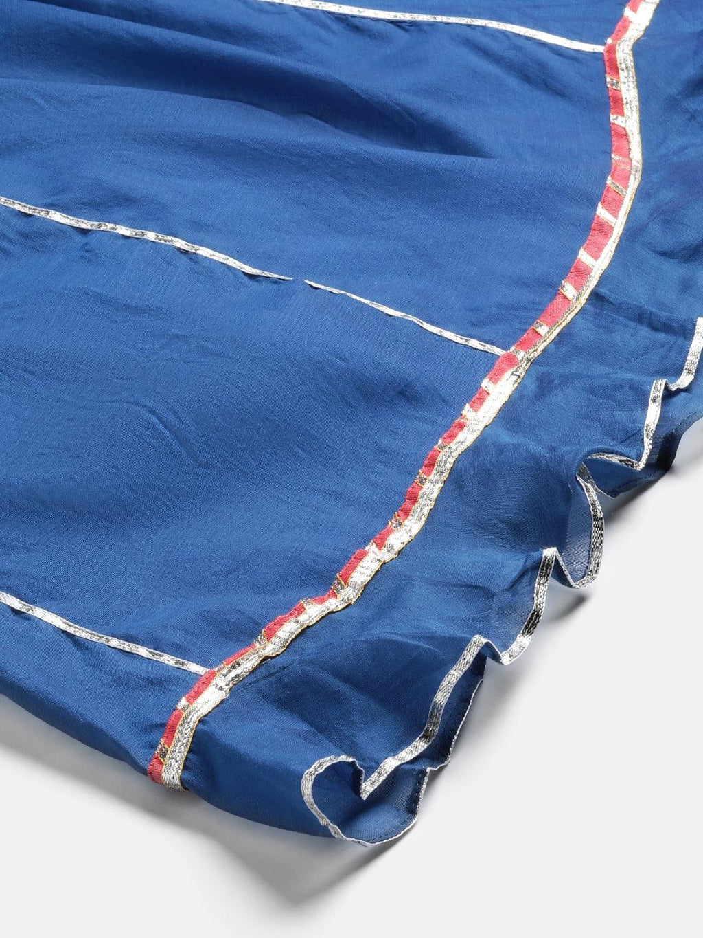 Elyora Blue Solid Chenderi Kurta Skirt Set with Dupatta - Elyoraworld.com