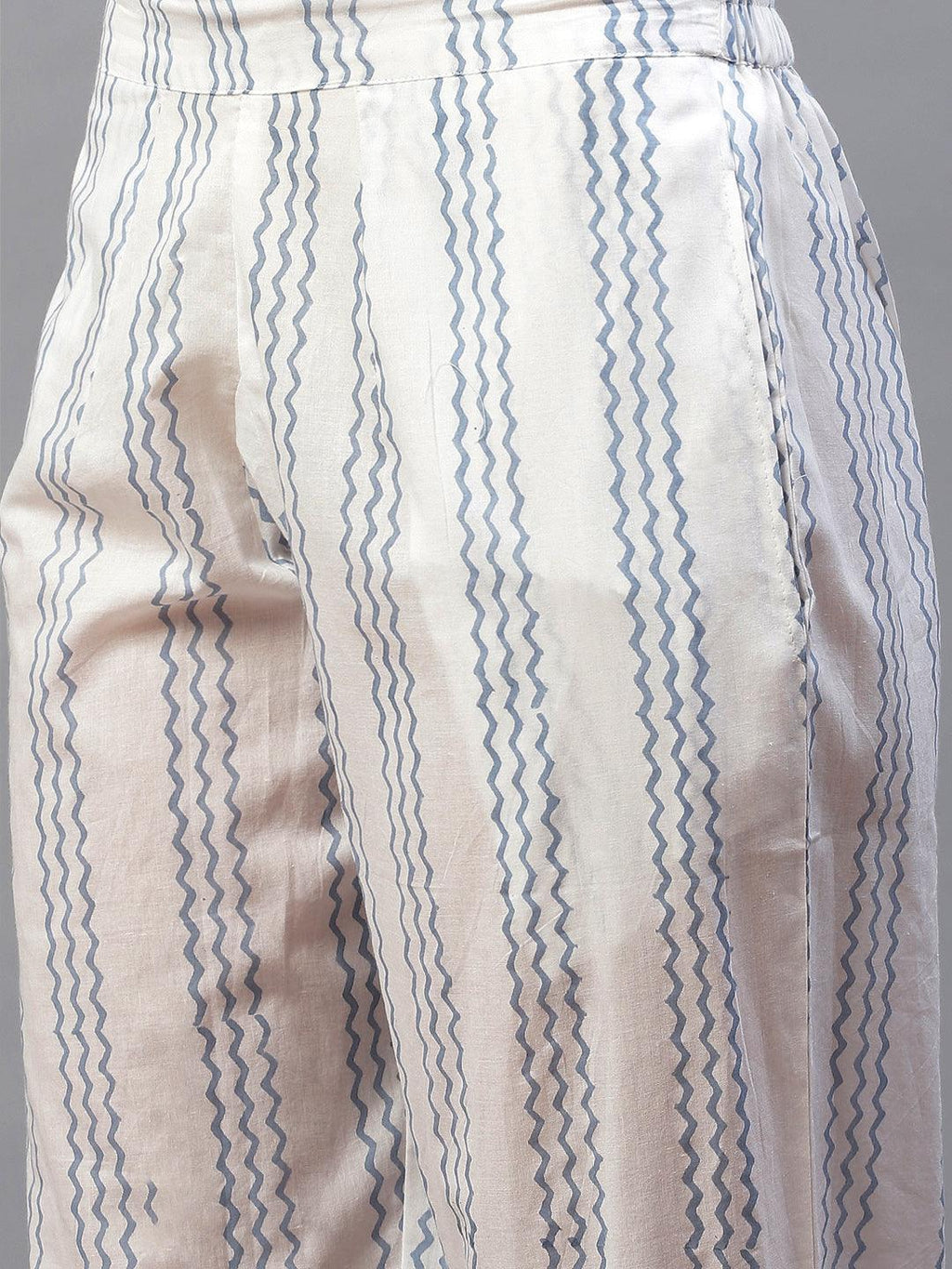 Elyora Sky blue Hand Block Printed Anarkali kurta Pant Set with Dupatta - Elyora world