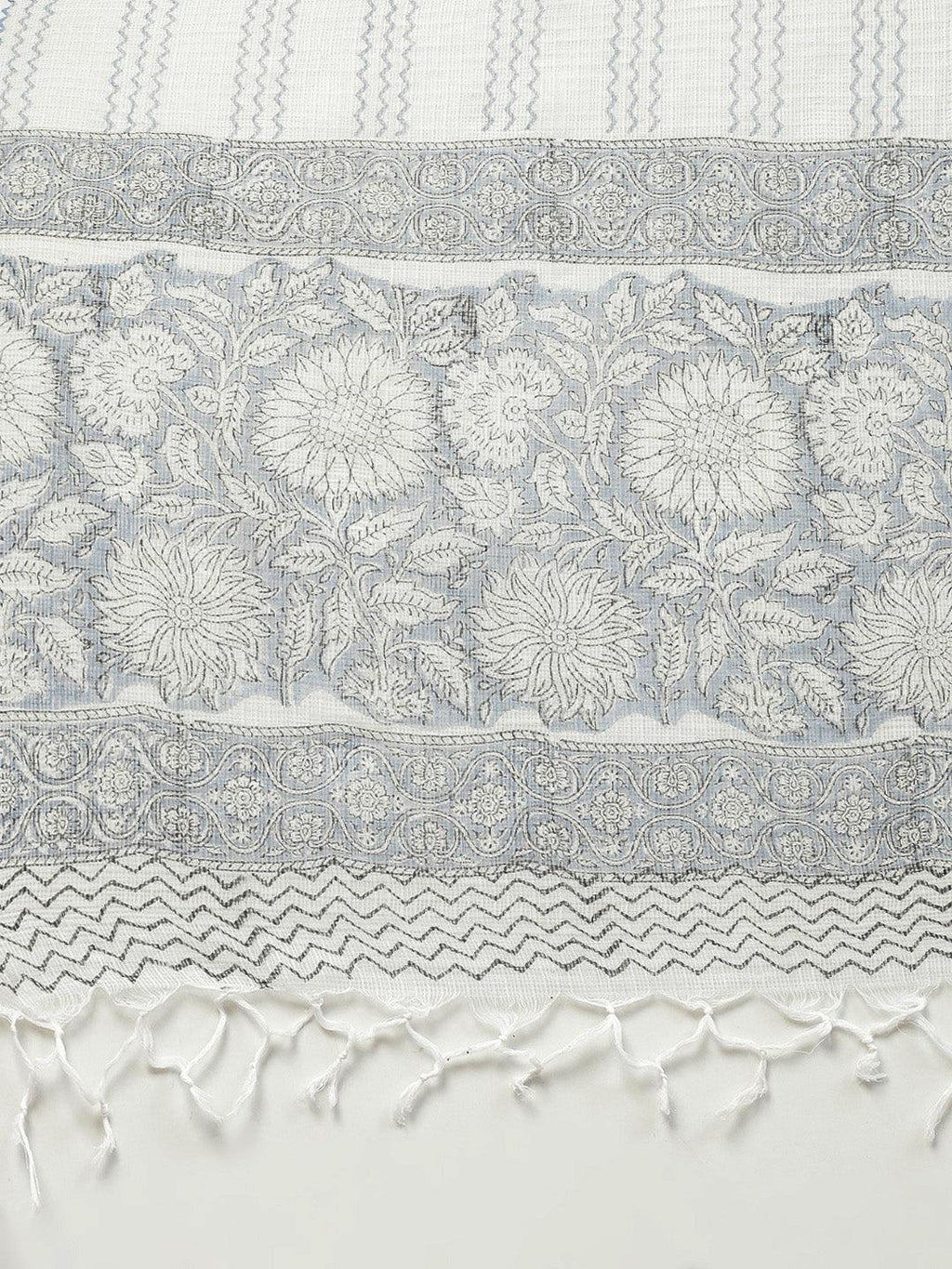 Elyora Sky blue Hand Block Printed Anarkali kurta Pant Set with Dupatta - Elyora world