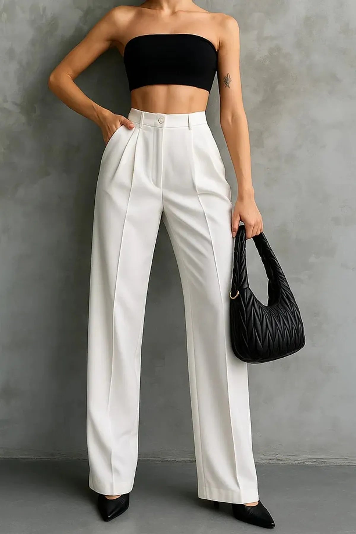 White-Double-Pleated-High-Waist-Palazzo-Trousers