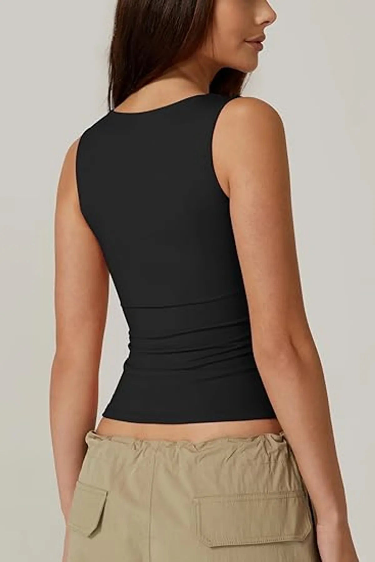 Square Neck Sleeveless Double-Layer Tank Tops