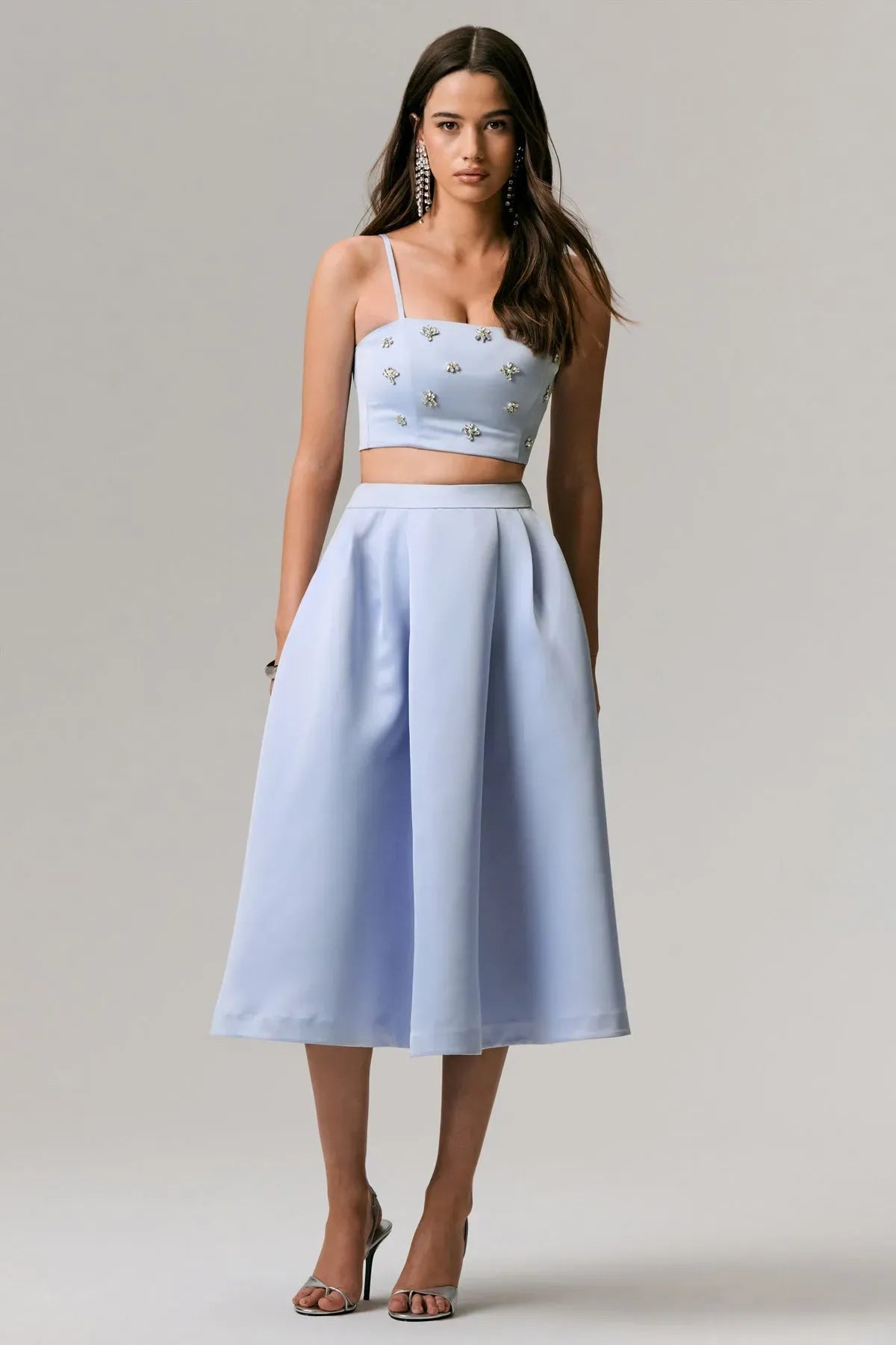 Blue-Sris-Satin-Top---Pleated-Midi-Skirt