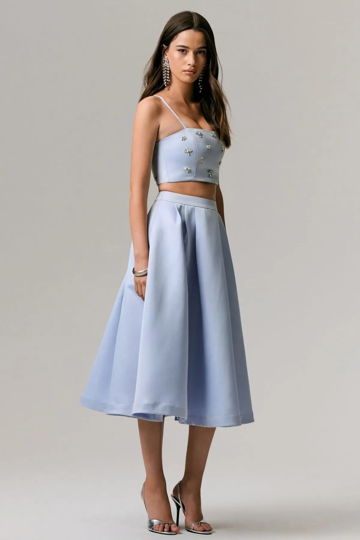 Blue-Sris-Satin-Top---Pleated-Midi-Skirt