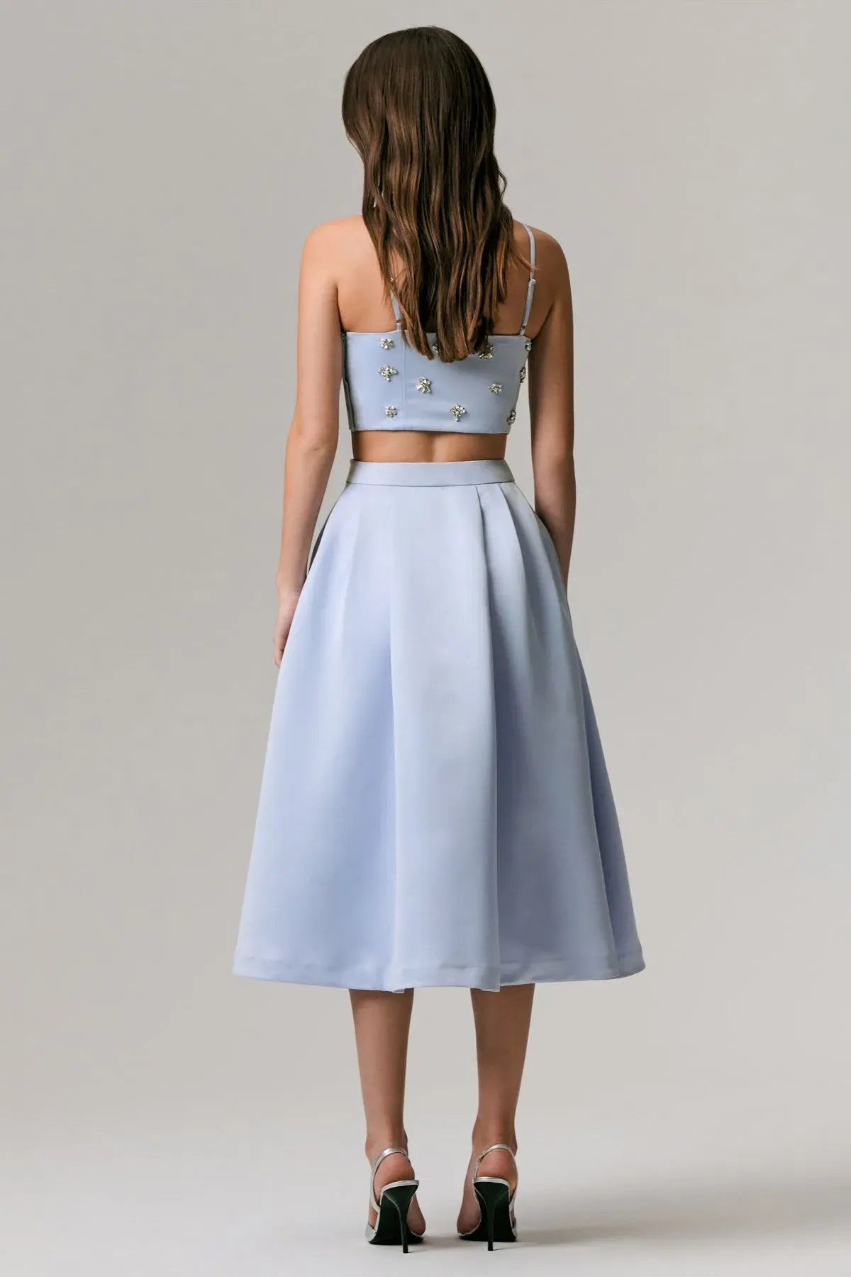 Blue-Sris-Satin-Top---Pleated-Midi-Skirt