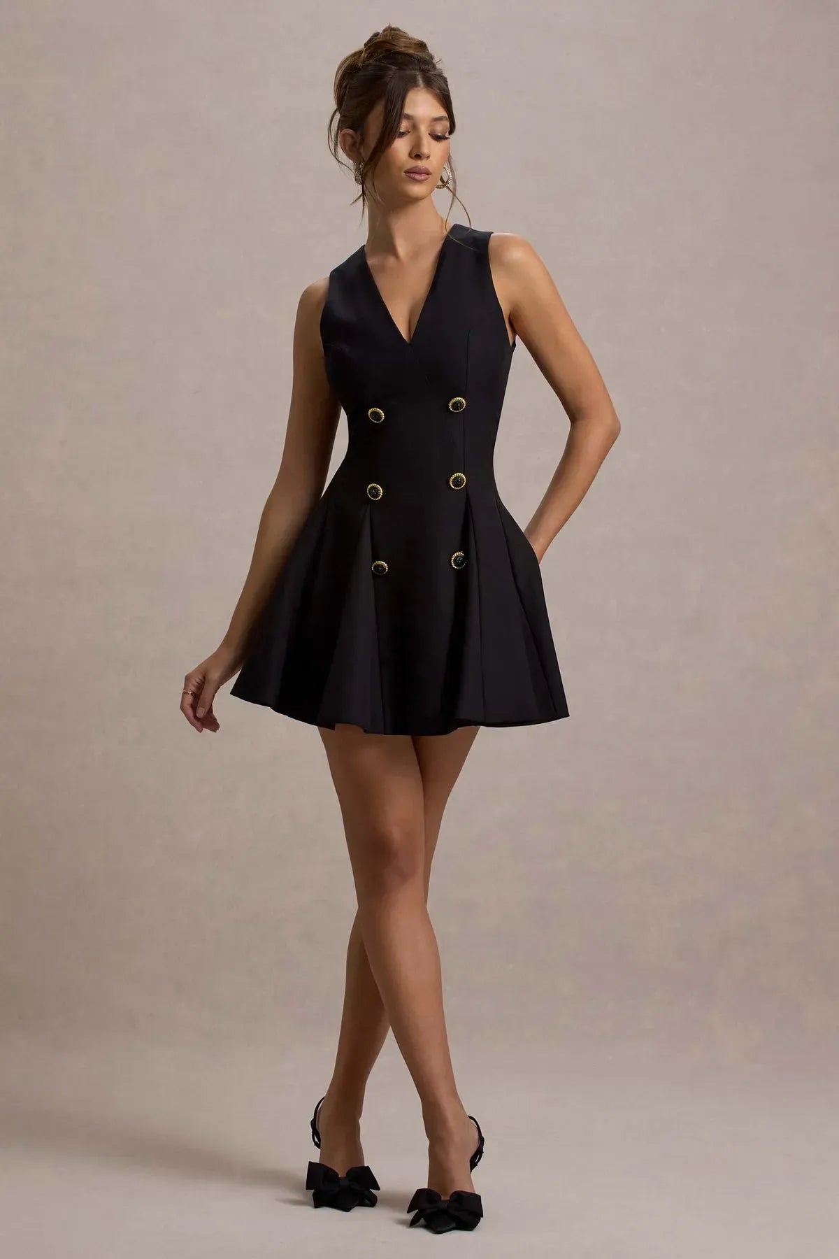 Black-Tailored-Plunge-Neck-Mini-Dress