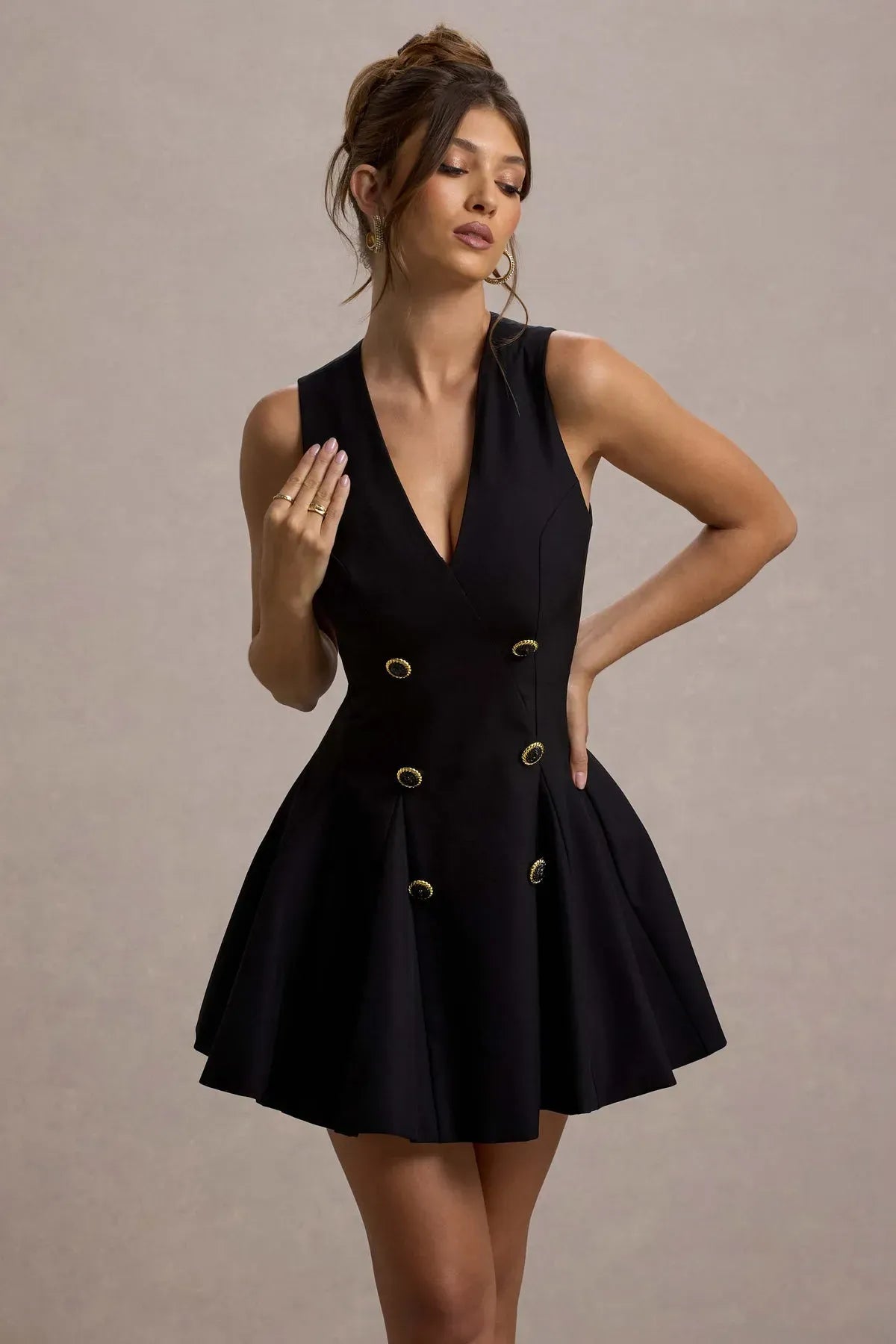 Black-Tailored-Plunge-Neck-Mini-Dress