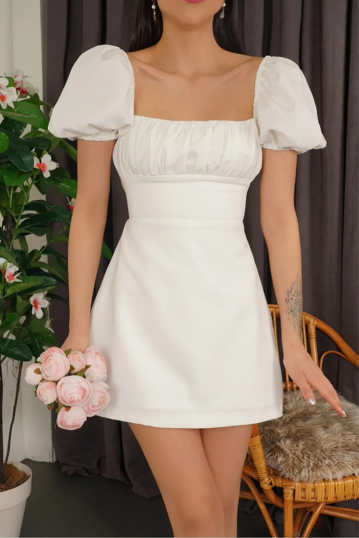 White Backless X Pastel Dress