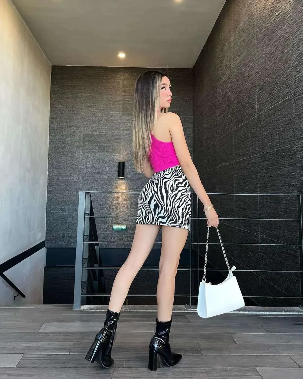 Women's Top And Zebra Print Skirt